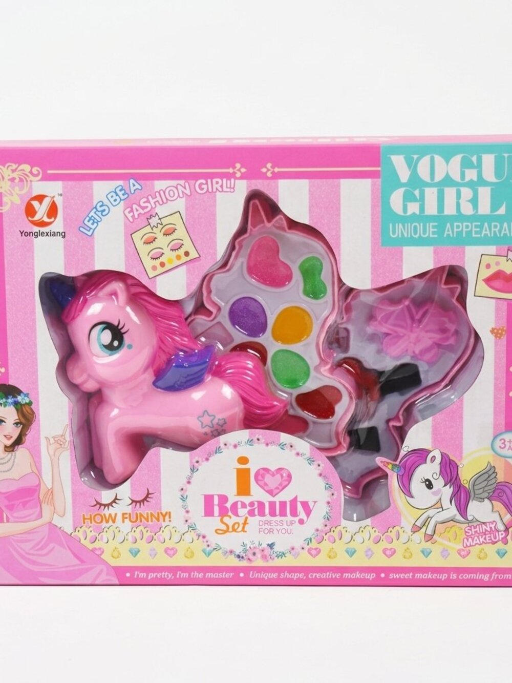 Pink Pony Makeup Play Set for Kids, Pretend Cosmetic Kit with Accessories - Picture 2 of 6
